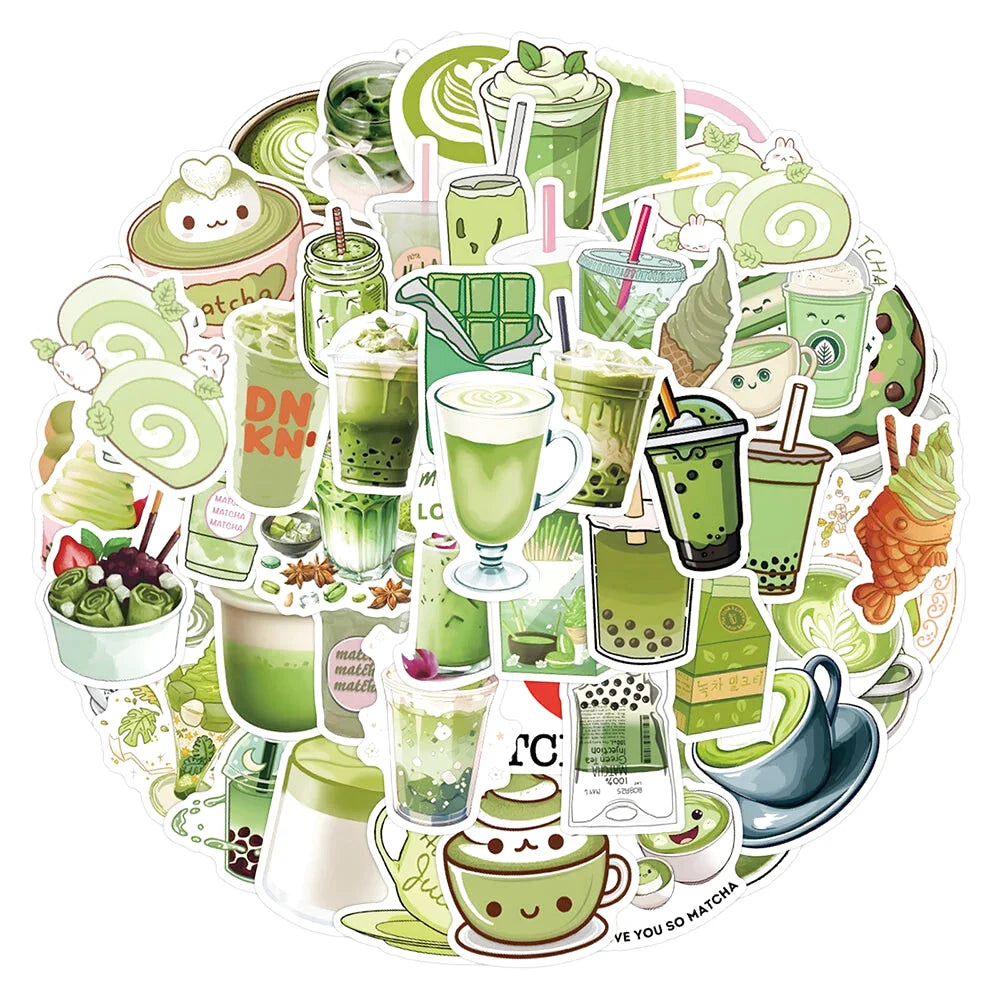Autocollants Thème Matcha Kawaii (3-8 cm)