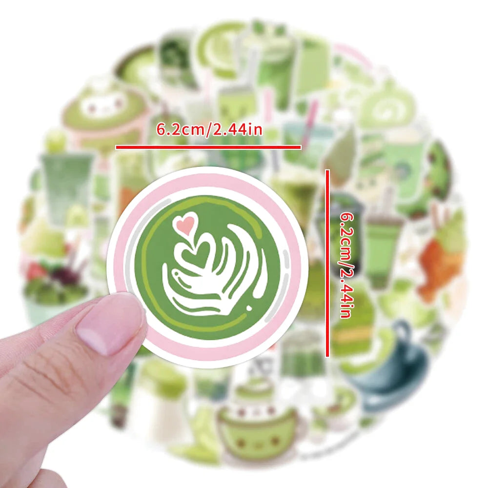 Autocollants Thème Matcha Kawaii (3-8 cm)