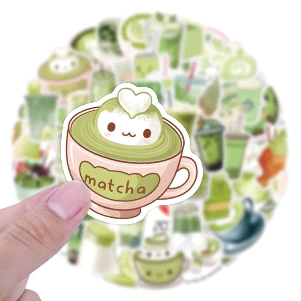 Autocollants Thème Matcha Kawaii (3-8 cm)