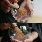 Bol à Matcha en Verre Transparent Avec Cuillère et Fouet en Bambou
