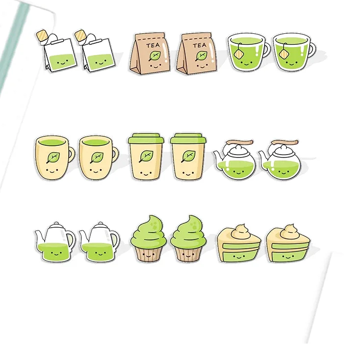 Boucles d'Oreille en Acrylique Matcha Lovers