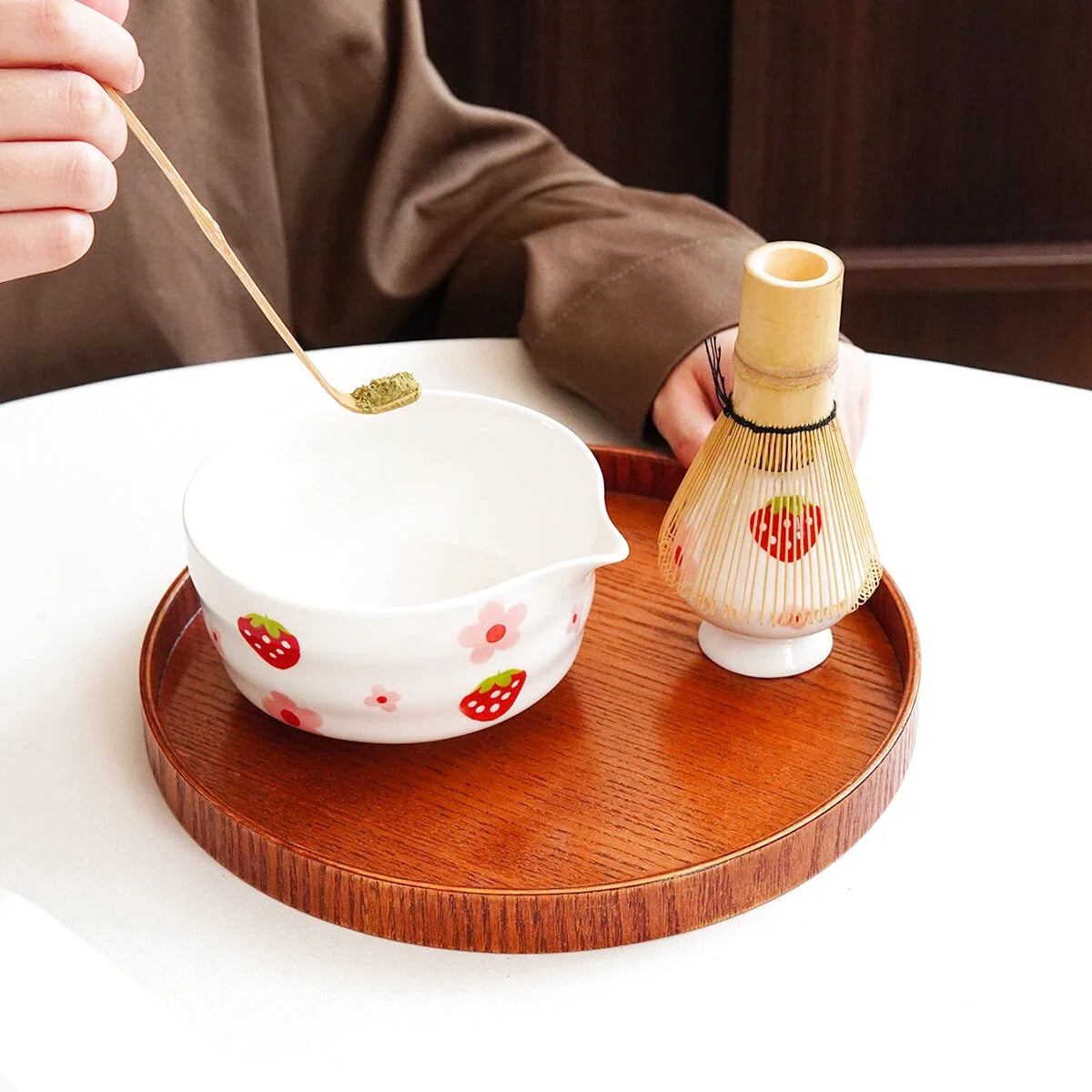 Ensemble Matcha Cérémonie 2 pièces en Céramique - Motif Fraise