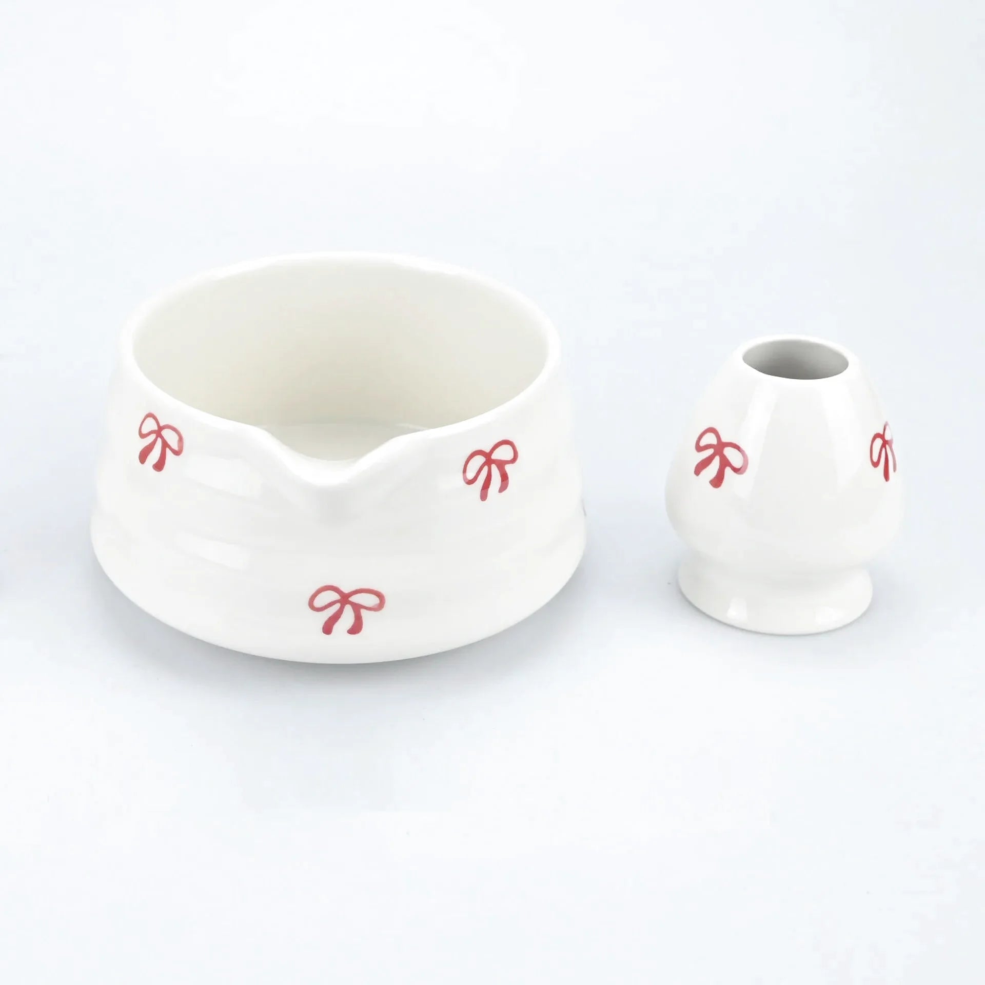 Ensemble Matcha Cérémonie 2 pièces en céramique - Motif : Noeuds