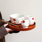 Ensemble Matcha Cérémonie 3 pièces en Céramique - Motif : Fraises