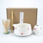 Ensemble Matcha Cérémonie 4 pièces en Céramique - Motifs : Nœuds