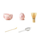 Ensemble Matcha Cérémonie 5 Pièces en Céramique - Idéal Cadeau - Motif Fleurs Roses