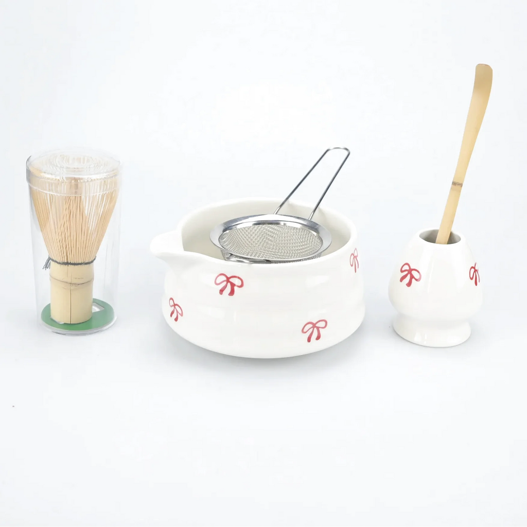 Ensemble Matcha Cérémonie 5 pièces en Porcelaine - Motif : Nœuds