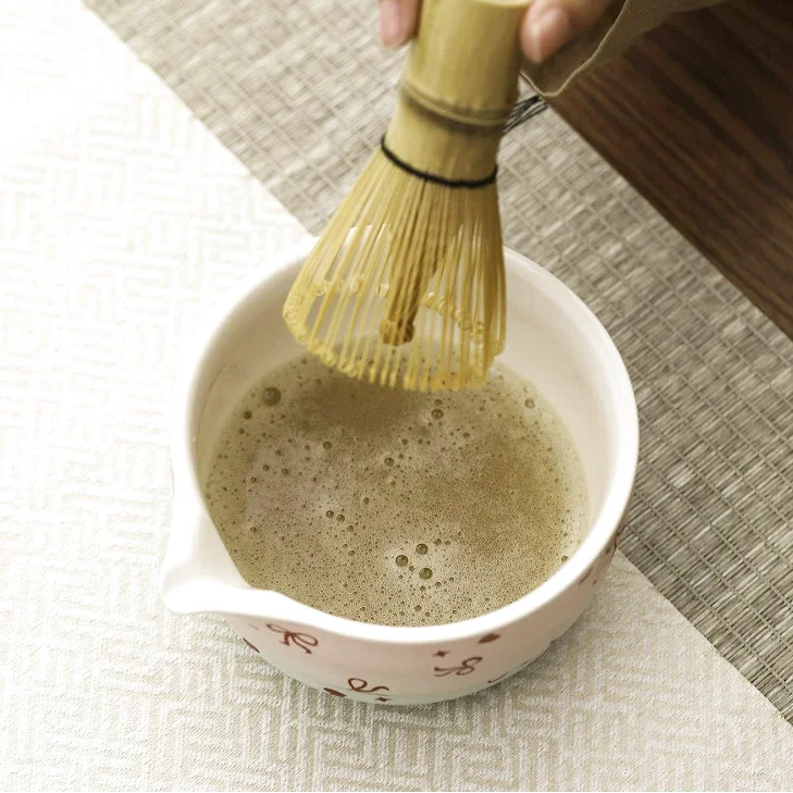 Ensemble Matcha Cérémonie 6 pièces en Céramique - Motif Nœuds et Cœurs