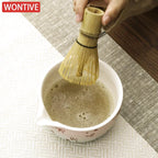 Ensemble Matcha Cérémonie 6 pièces en Céramique - Motif : Nœuds et Cœurs sur Fond Rose