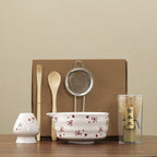 Ensemble Matcha Cérémonie 6 pièces en Céramique - Motif Nœuds et Cœurs