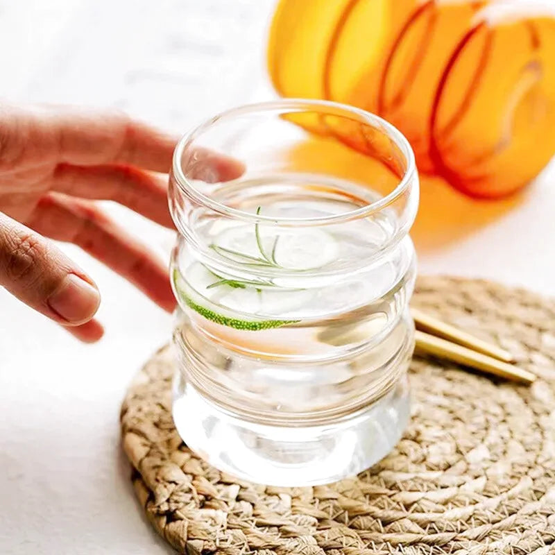 Lot de 4 Verres Idéal Matcha avec leur Paille en Verre et Goupillon - 300 mL