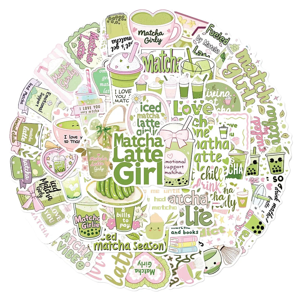Lot de 50 autocollants Cute Matcha