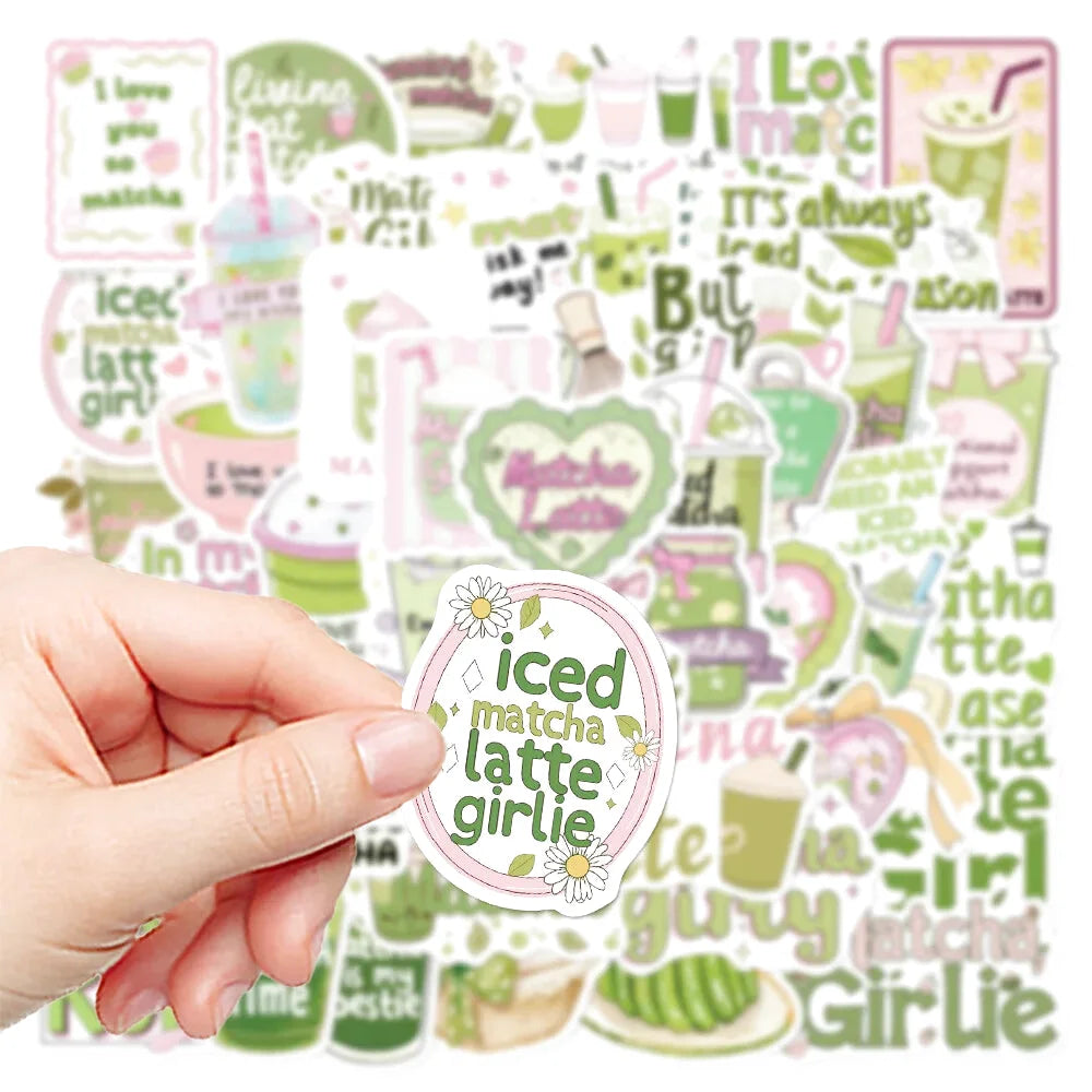 Lot de 50 autocollants Cute Matcha
