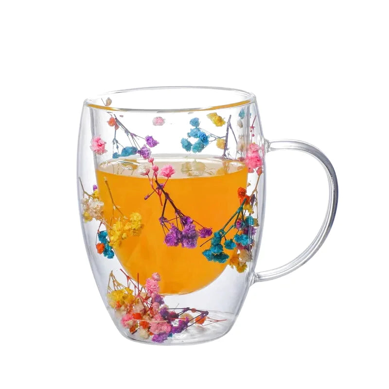 Tasse Transparente Fleurs Incrustées