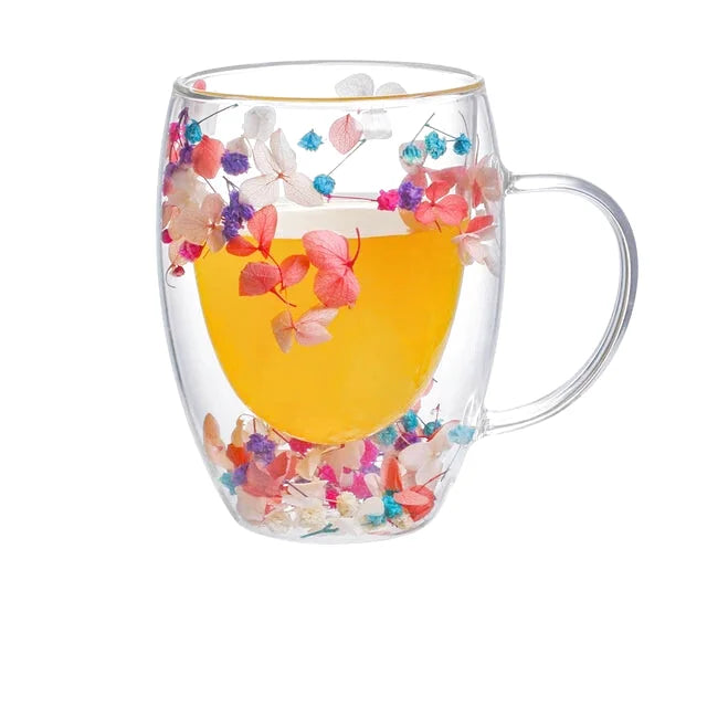 Tasse Transparente Fleurs Incrustées