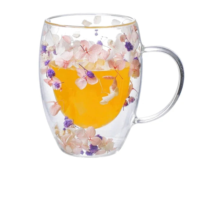 Tasse Transparente Fleurs Incrustées