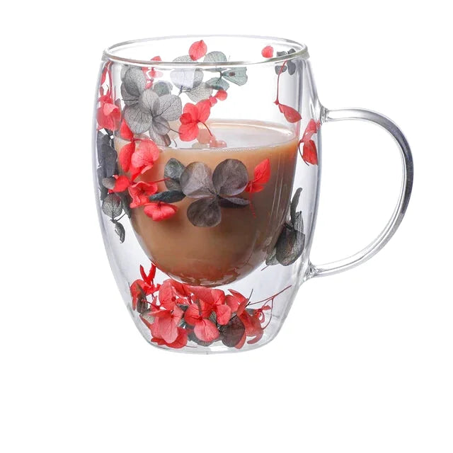 Tasse Transparente Fleurs Incrustées