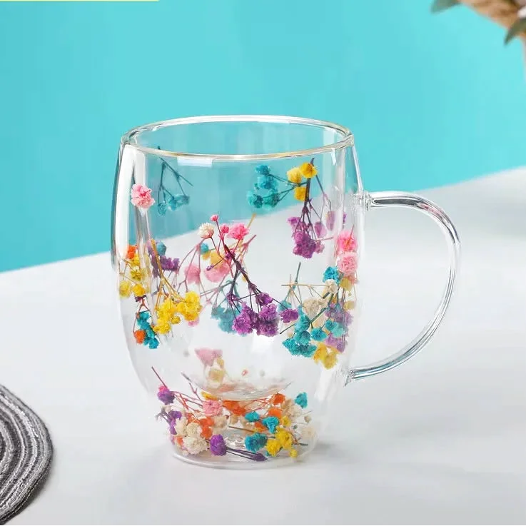 Tasse Transparente Fleurs Incrustées
