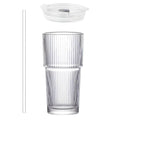 Verre Grande Capacité Idéal Matcha Glacé avec Paille et Couvercle - 600 mL